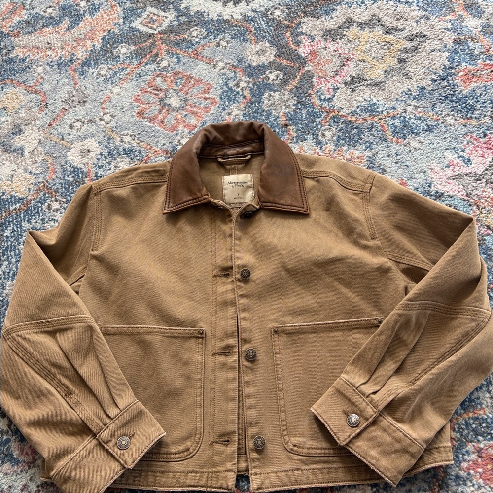 Abercrombie & Fitch Brown Canvas Jacket with Dark Brown Collar